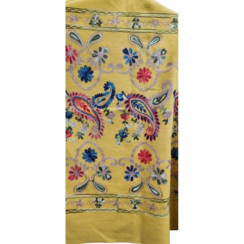 Fashion Embroidered large Paisley Wool /viscose Rugs Shawl Scarf Size 72''x28''